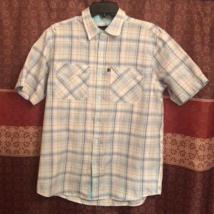 RocaWear polo button down shirt blue white